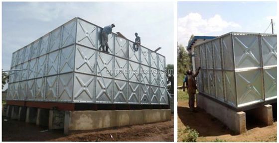 Installation de réservoirs d'eau avec un stockage de 5000 litres dans un emballage en bois
